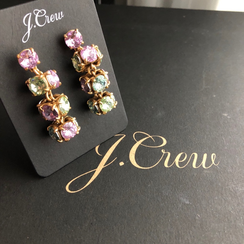 NWT J.Crew Twisted Crystal Drop Earrings - Picture 4 of 5